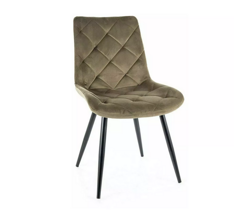 Chaise En Velours "ralph" - Velvet - Vert Olive - L 51 X H 88 Cm
