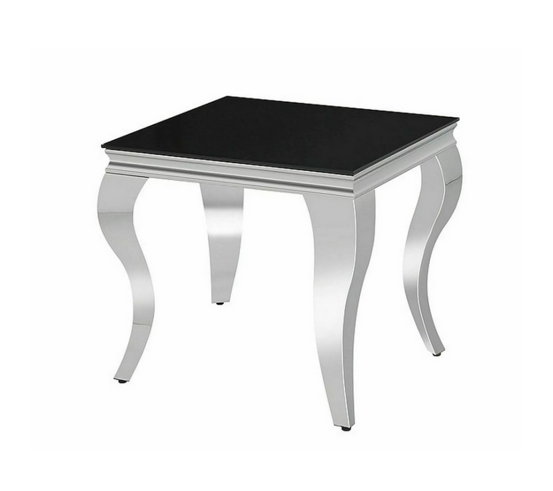 Table Basse Carré "prince C" - Noir/argenté - L 55 X L 55 Cm