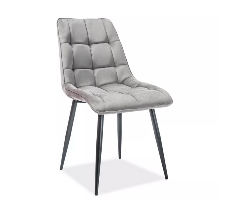 Chaise En Velours "chic D" - Velvet - Gris - L 50 X H 88 Cm