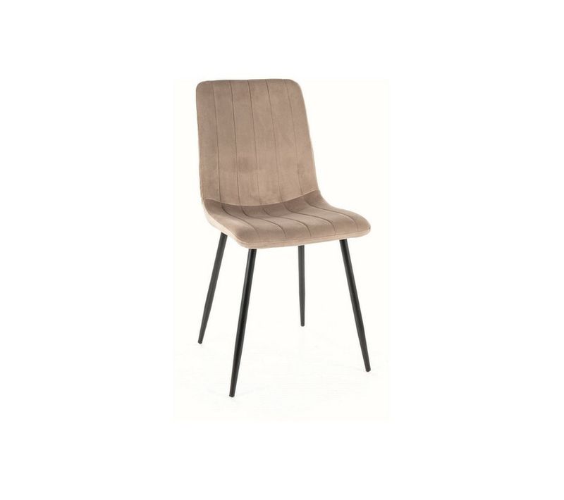 Chaise En Velours "alan" - Velvet - Beige - L 45 X H 91 Cm