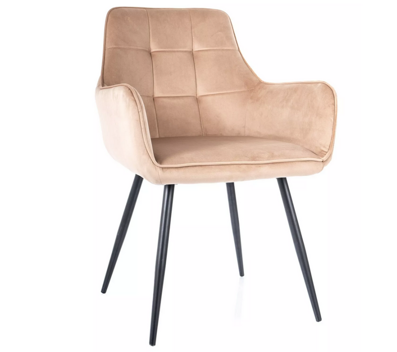 Chaise En Velours "lemon Velvet" - Beige - L 57 X H 85 Cm