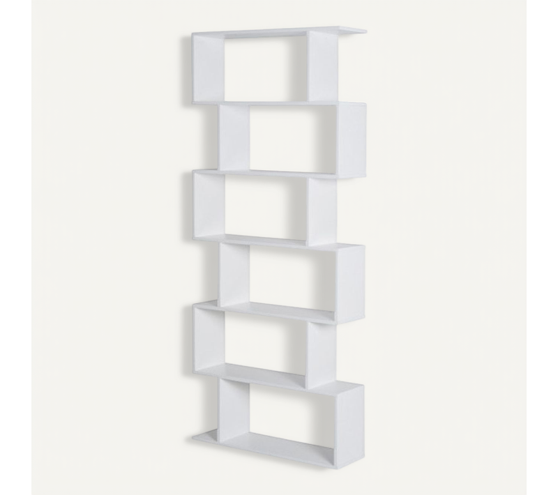Bibliothèque Zig Zag 6 Niveaux Blanc