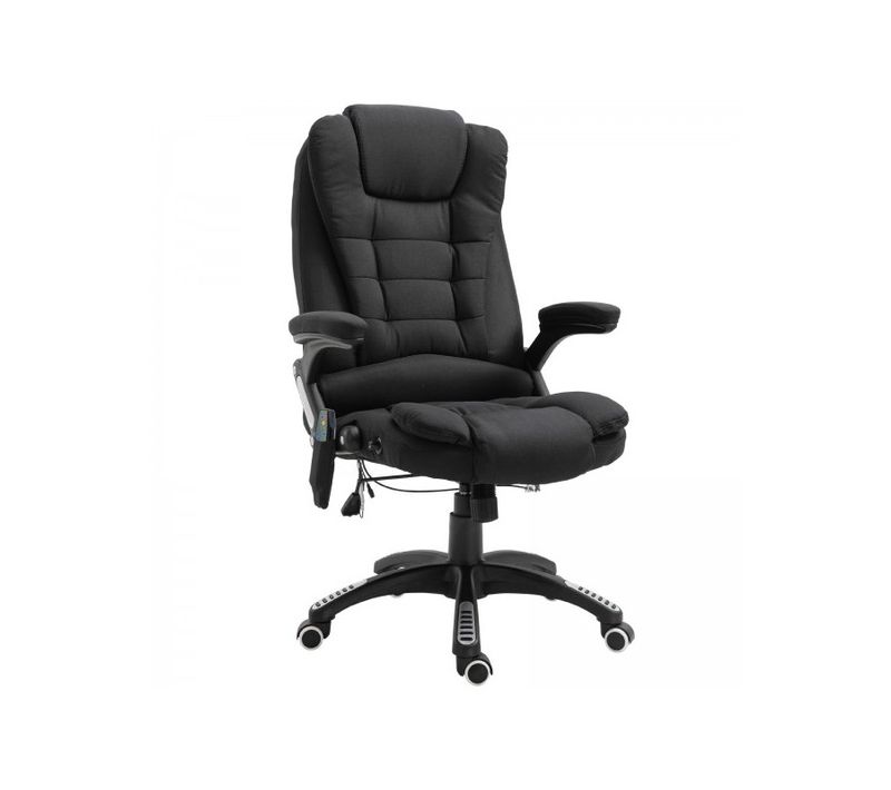 Fauteuil De Bureau Massant et Chauffant Clara Toile De Lin Noir