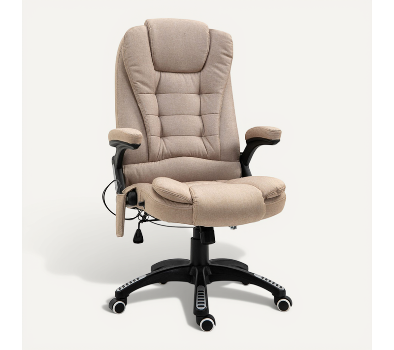 Fauteuil De Bureau Massant Maksym Beige En Lin