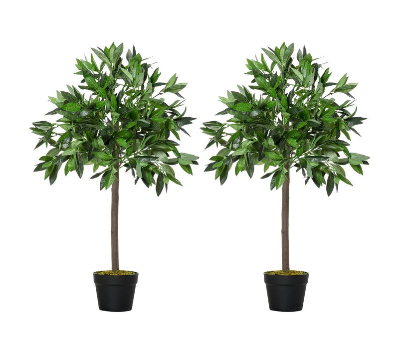 Lot De 2 Lauriers Artificiels Trees Verts