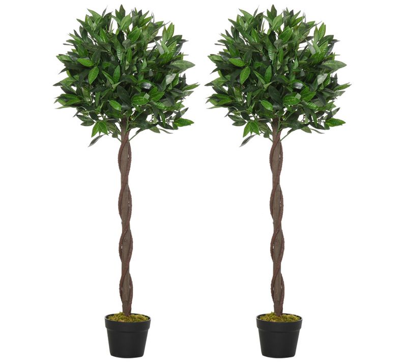 Lot De 2 Lauriers Boule Artificiels Laurette Verts