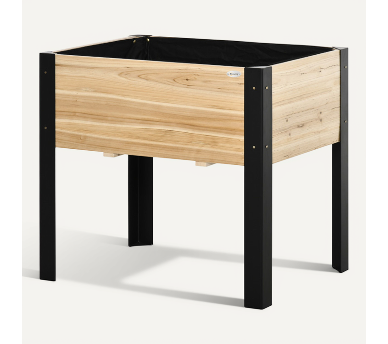 Jardinière Rectangulaire Sur Pieds Lisa Bois De Sapin Et Noire