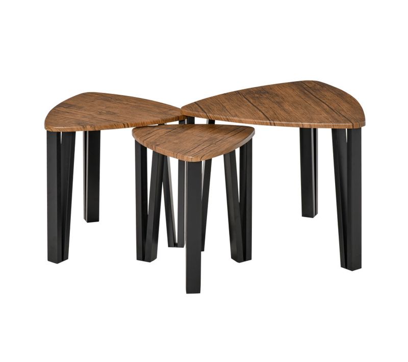 Lot De 3 Tables Basses Gigogne Mowgli Bois De Noyer