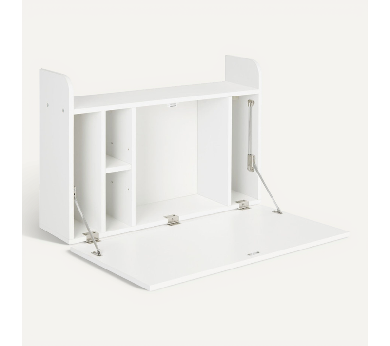 Bureau Mural Multi-rangement Pliable Clovis Blanc