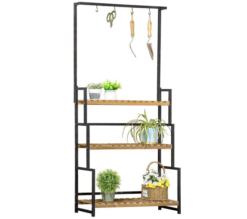 Porte-plantes Escalier Stanley Noir Et Bois