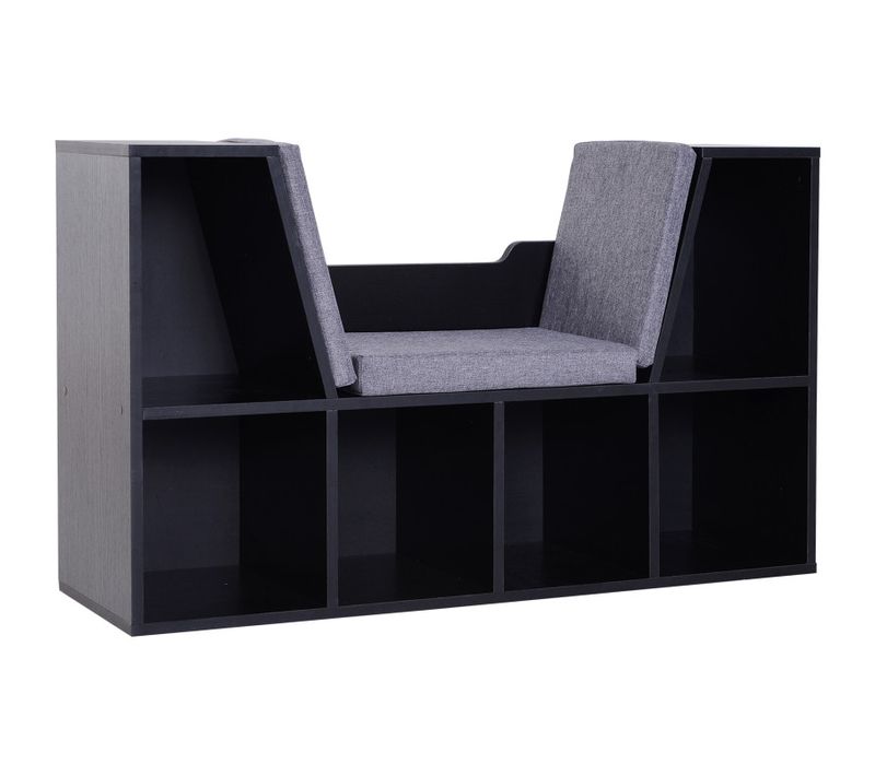 Banc Bibliothèque Mataro Noir Et Gris