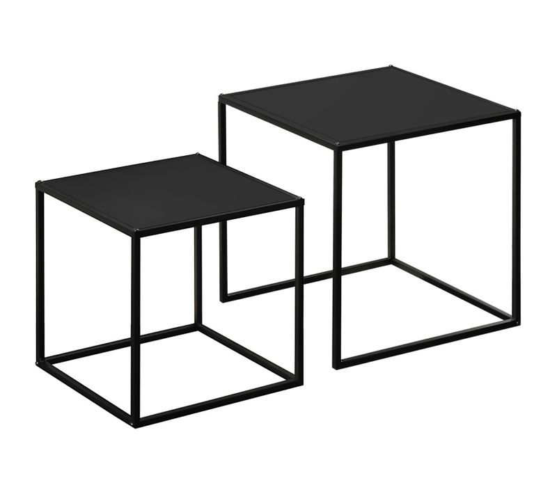 Lot De 2 Tables Gigognes Carrées Coslada Noires