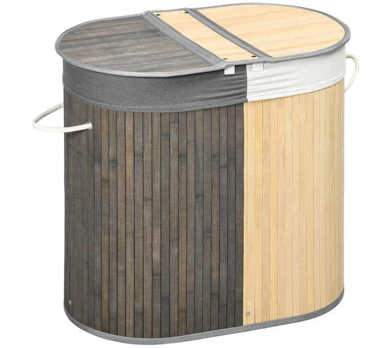Panier à Linge Double Compartiment Hector En Bambou