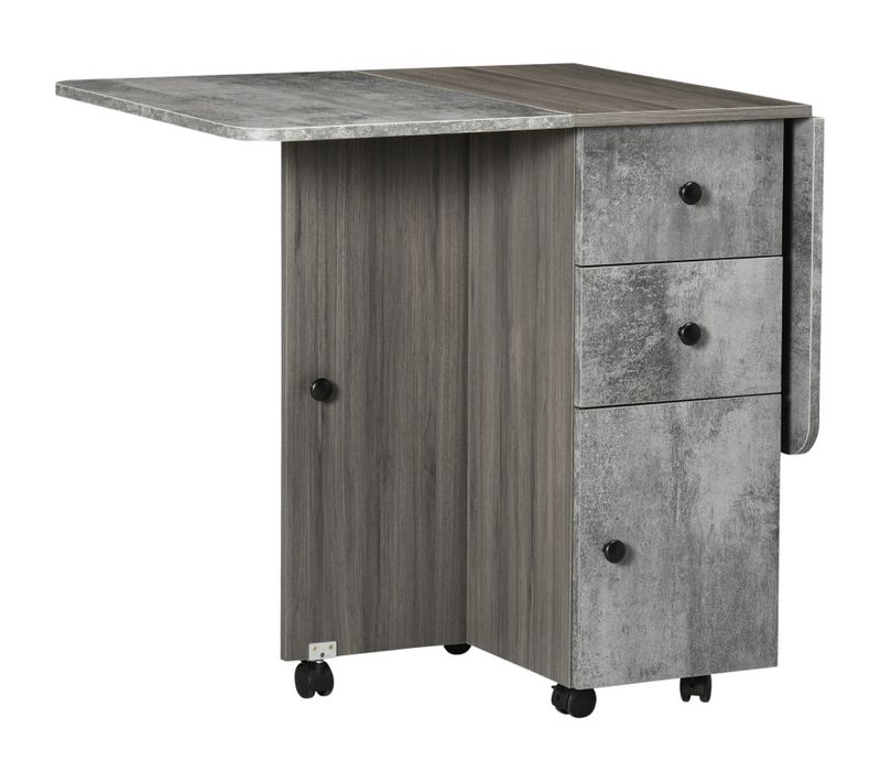 Table Pliable Multi-rangements Cork Aspect Bois Béton Ciré