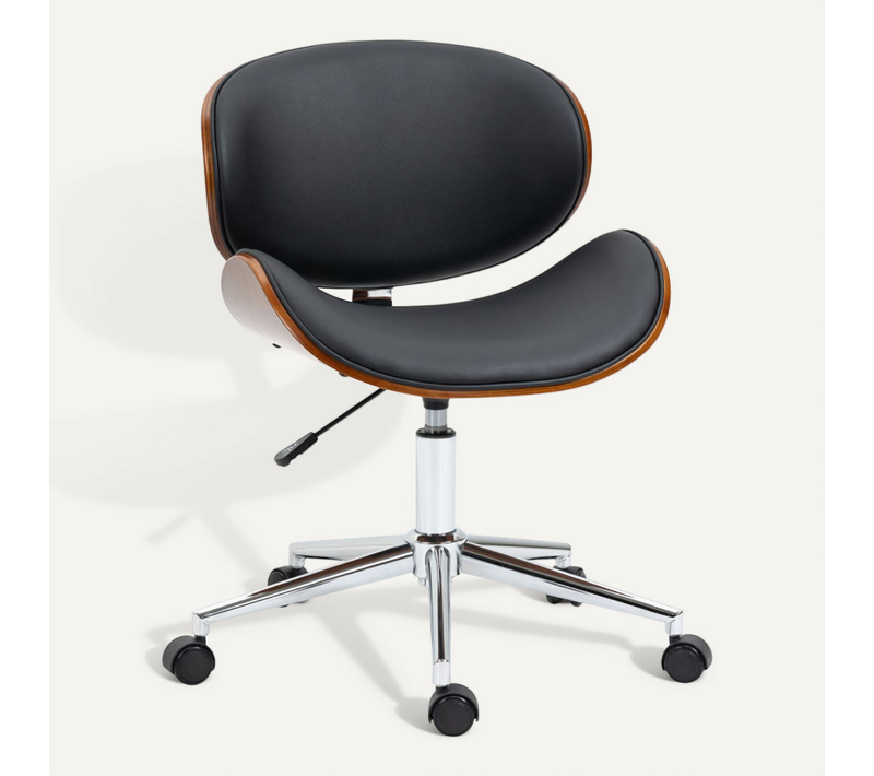 Chaise De Bureau Vintage Ronny Noir Et Bois