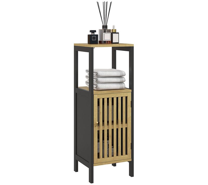 Meuble Bas Salle De Bains Claire Bois Et Noir