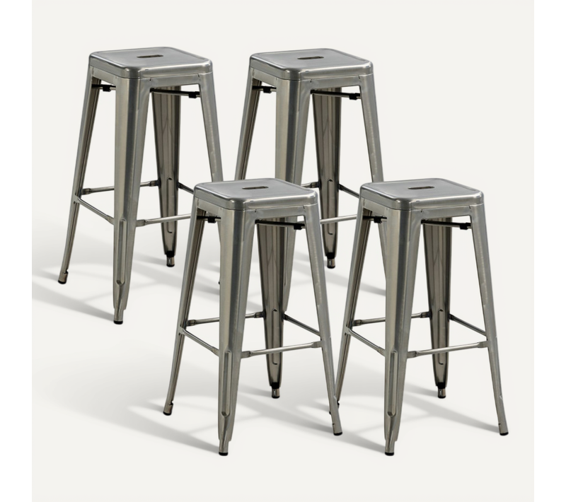 Lot De 4 Tabourets Hauts Artemis Argentés