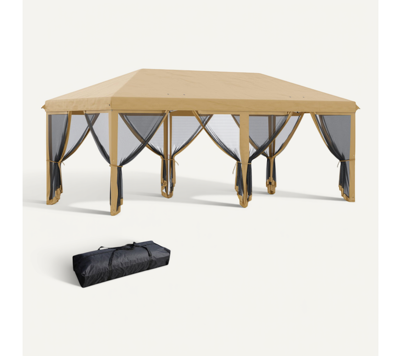 Tonnelle Barnum Pop-up Boras Beige Et Noir