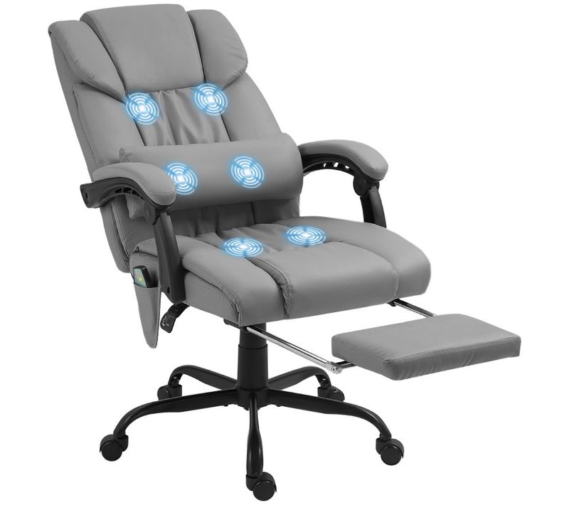 Fauteuil De Bureau Direction Massant Inclinable Réglable Gris