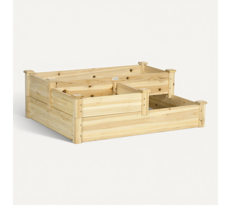 Carré Potager En Escalier 3 Niveaux 108 X 88 X 36 Cm Bois Naturel