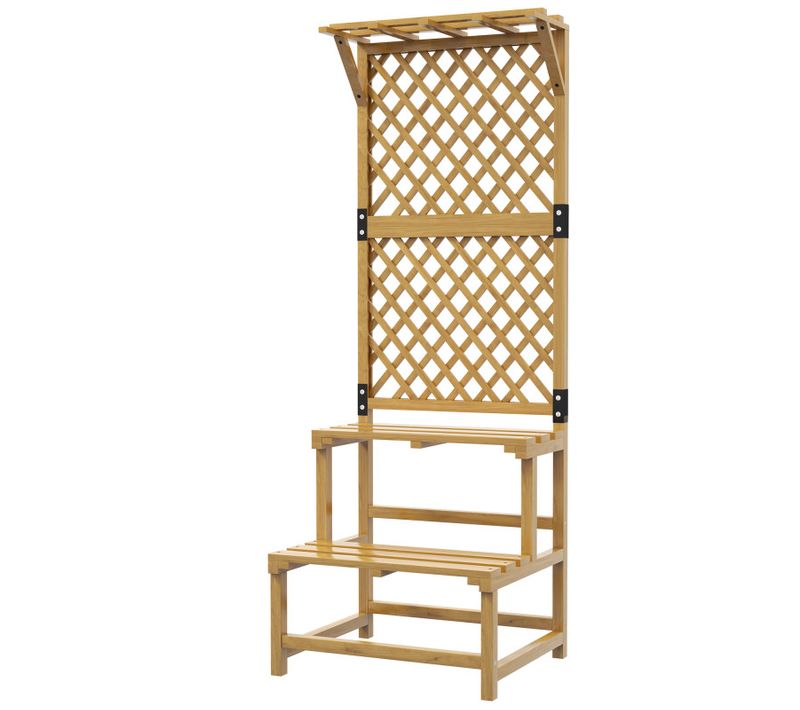 Etagère à Fleurs Treillis 2 Niveaux Avec Support Haut Bois Sapin