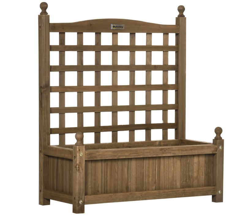 Jardinière Avec Treillis - Jardinière Sur Pied - Inserts D'irrigation Inclus Bois Sapin