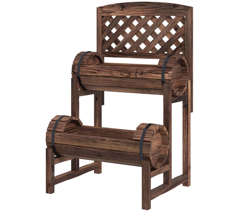 Jardinière Surélevée Potager Sur Pied 2 Niveaux Et Treillis