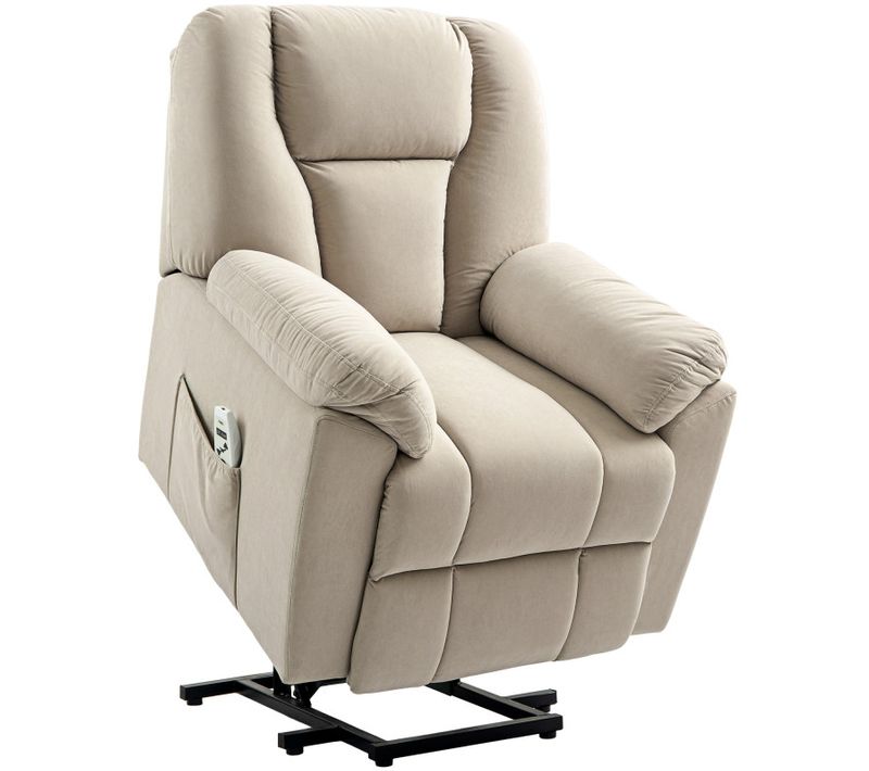 Fauteuil Releveur Massant Chauffant Inclinable Relevable Tissu Beige