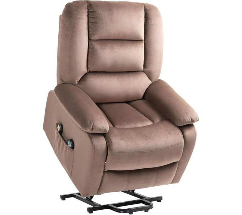 Fauteuil Releveur Massant Chauffant Inclinable Effet Velours Marron