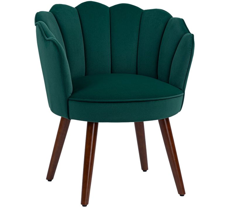 Fauteuil Design Coquillage Piètement Bois Hévéa Velours