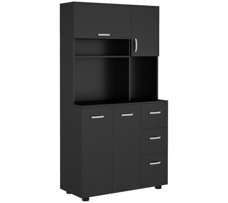 Buffet Haut 4 Portes 3 Tiroirs 2 étagères 2 Niches