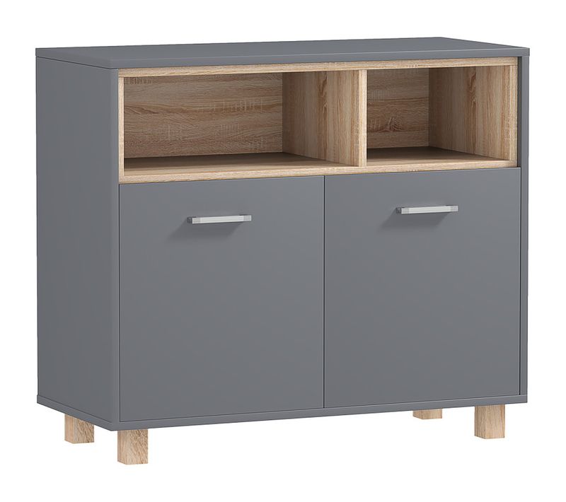 Meuble Bas Salle De Bain Banny Gris Et Bois