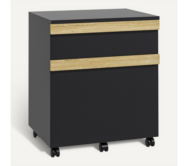 Caisson De Bureau Jokari Aspect Chêne Clair Et Noir