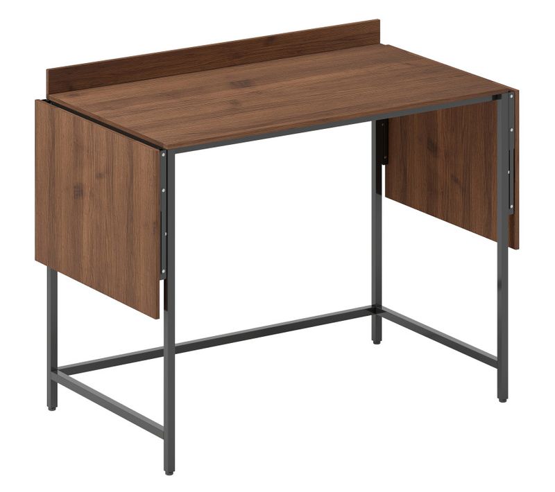 Bureau 2 Rallonges Pliables Velia Aspect Noyer Et Noir