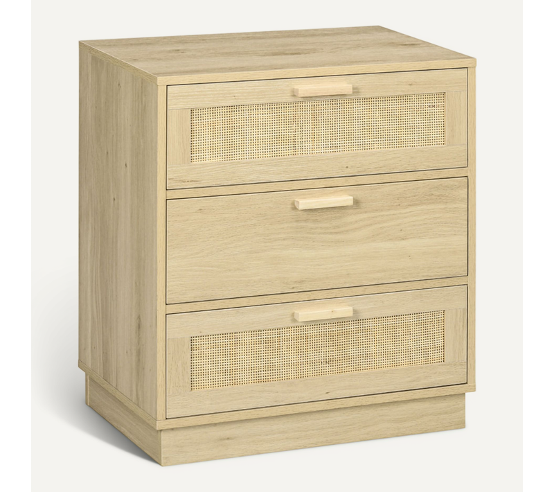 Chiffonnier 3 Tiroirs Rotin Savannah Effet Bois Clair