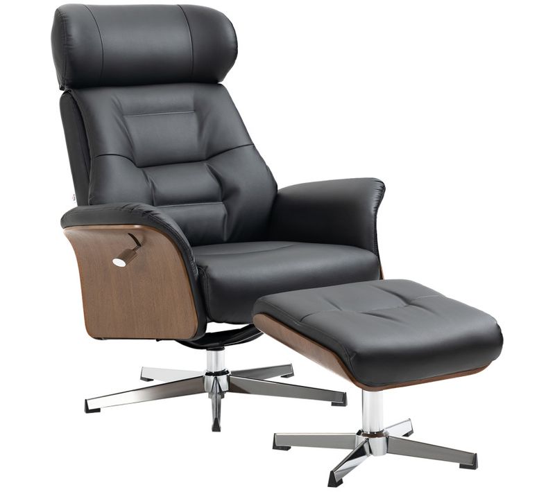 Fauteuil Relax Design Avec Repose-pieds Franklin Noir