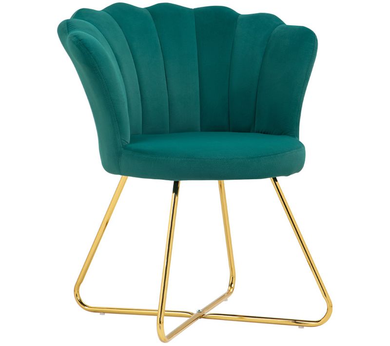 Fauteuil Design Coquillage Blanca Velours Vert Émeraude
