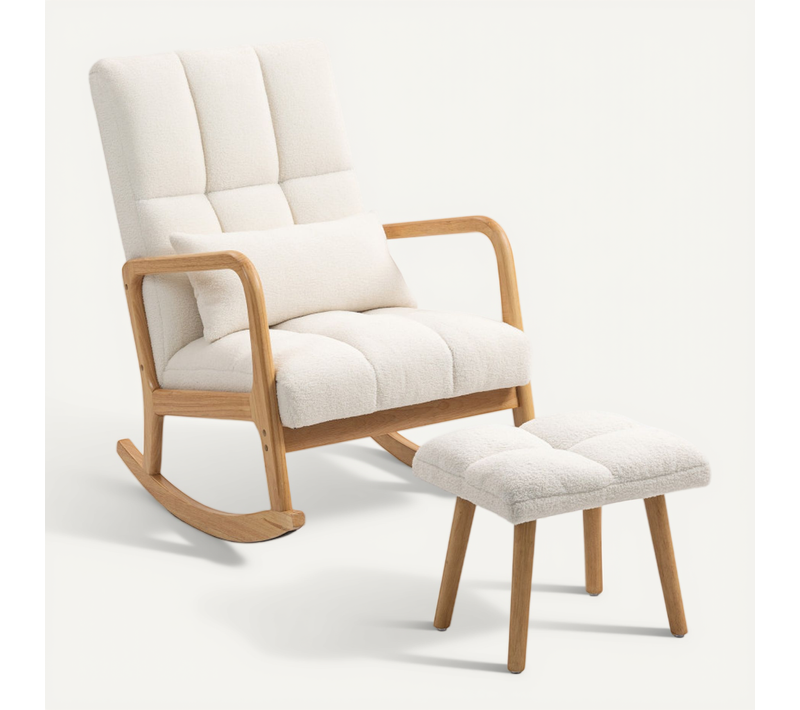 Fauteuil à Bascule Avec Repose-pieds Livia Blanc