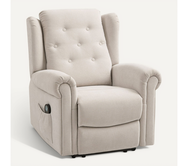 Fauteuil Massant Chauffant Inclinable Guilio Aspect Lin Beige