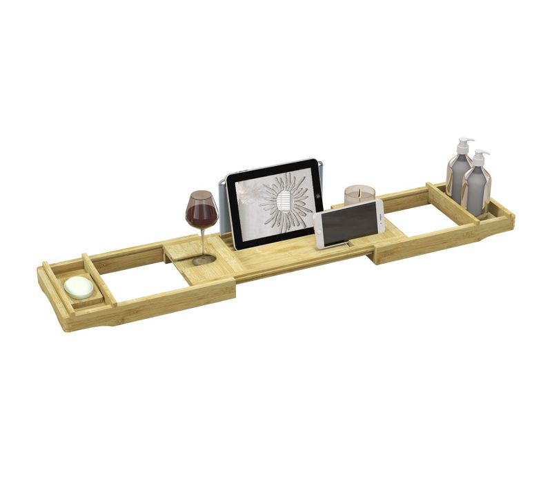 Plateau De Baignoire Extensible 75-109l Cm Isabella Bambou Verni