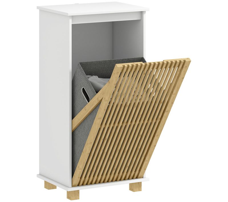 Meuble Bas Salle De Bain Alessio Bambou Et Blanc