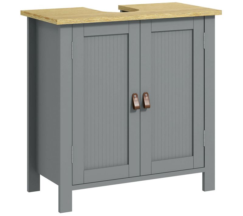 Meuble Sous-vasque Sur Pieds 2 Portes Cosimo Bois Clair Et Gris