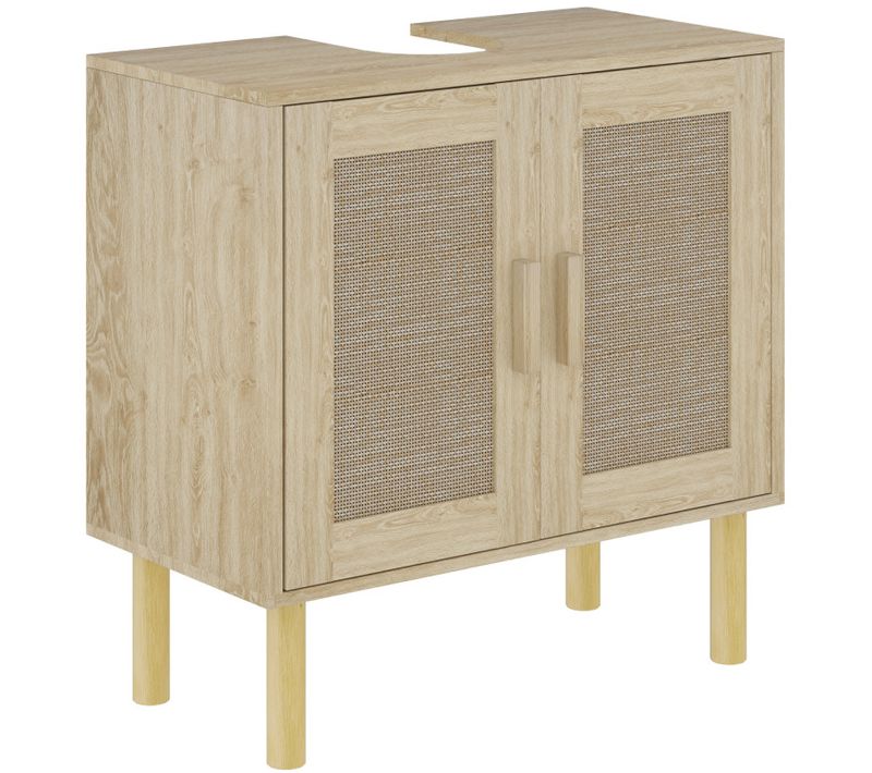 Meuble Sous Vasque Style Bohème Rinoa Effet Rotin Bois Clair