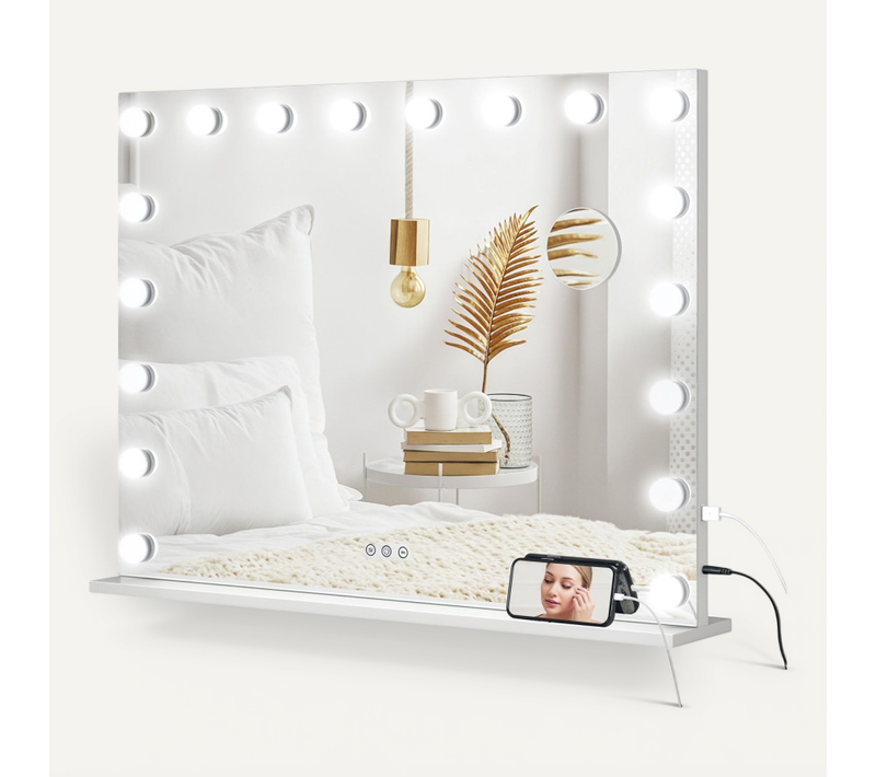 Miroir Maquillage Hollywood LED Réglable USB Bella Blanc