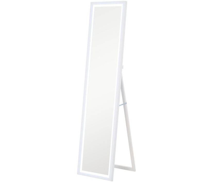 Grand Miroir LED 40 X 160 Cm Fabio Effet Bois Blanc