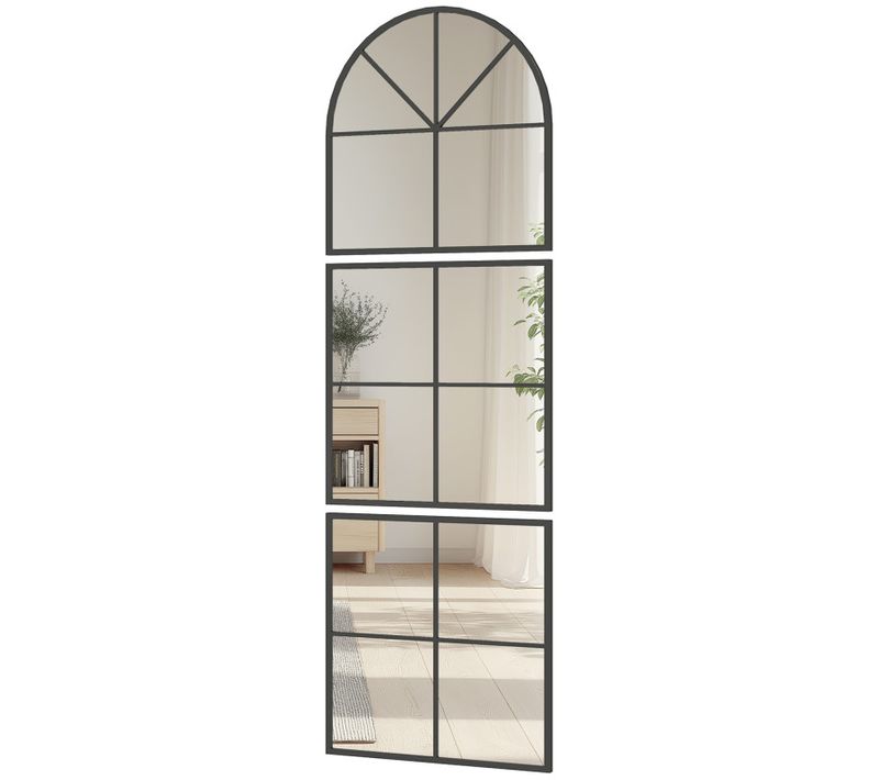 284 Miroir Atelier Triptyque 60x180 Cm Style Verrière Lucenzo Noir