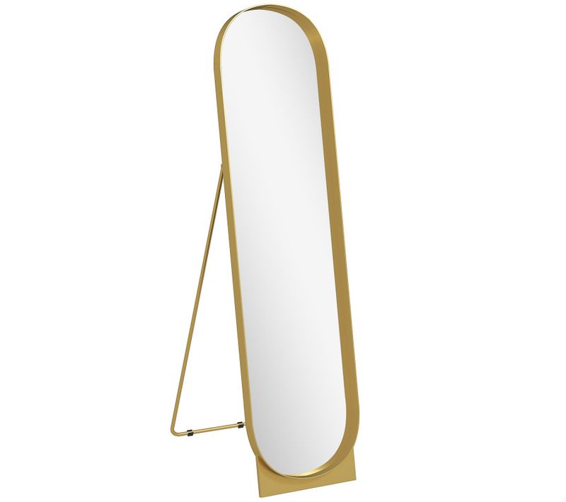 Miroir Sur Pied Design Métal 40 X 160 Cm Flyp Doré