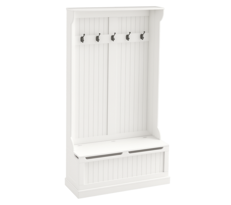 Vestiaire D'entrée Banc Coffre 3 En 1 Mylo Blanc Cassé