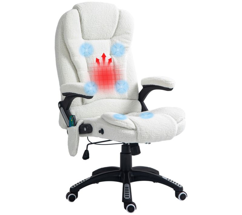 Fauteuil De Bureau Direction Massant Chauffant Lachlan Blanc