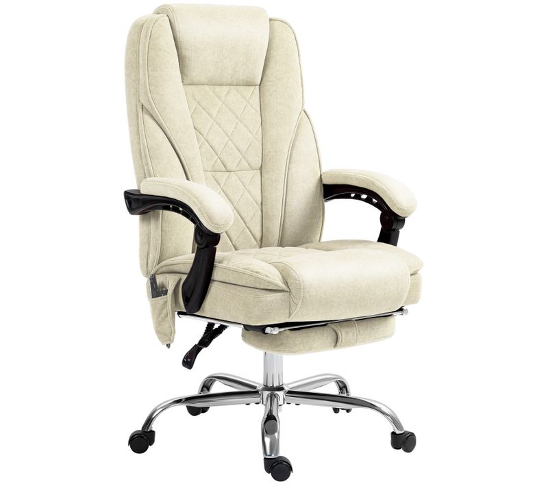 Fauteuil De Bureau Massant Chauffant Velours Alessio Beige Sable